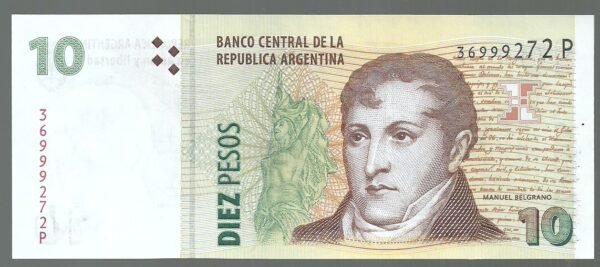 ARGENTINA 10 PESOS BOT 3445 UNC SERIE P