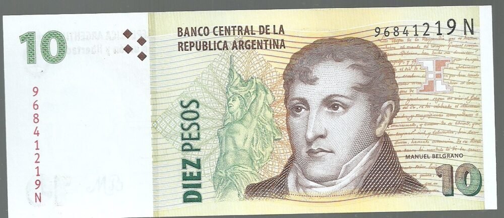 ARGENTINA 10 PESOS BOT 3441 UNC SERIE N