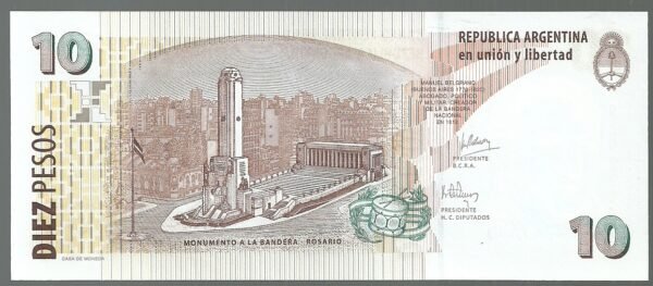 ARGENTINA 10 PESOS BOT 3425 UNC SERIE H - Imagen 2