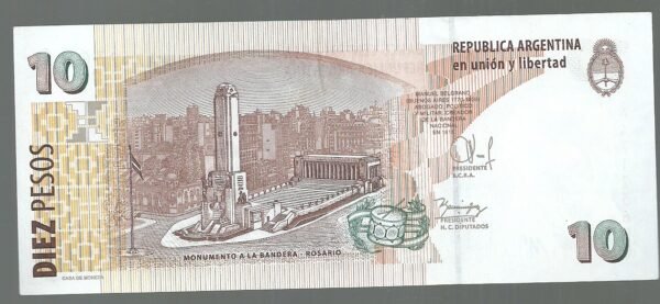 ARGENTINA 10 PESOS BOT 3448 XF+ SERIE Q - Imagen 2