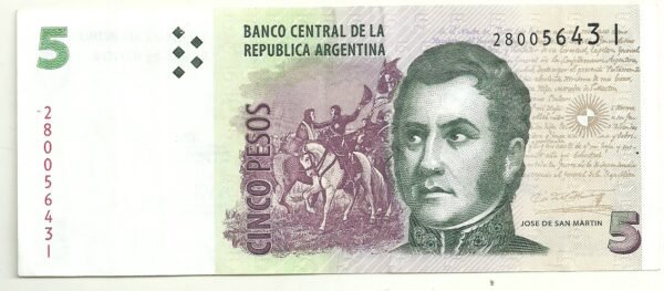 ARGENTINA 5 PESOS BOT 3333 XF