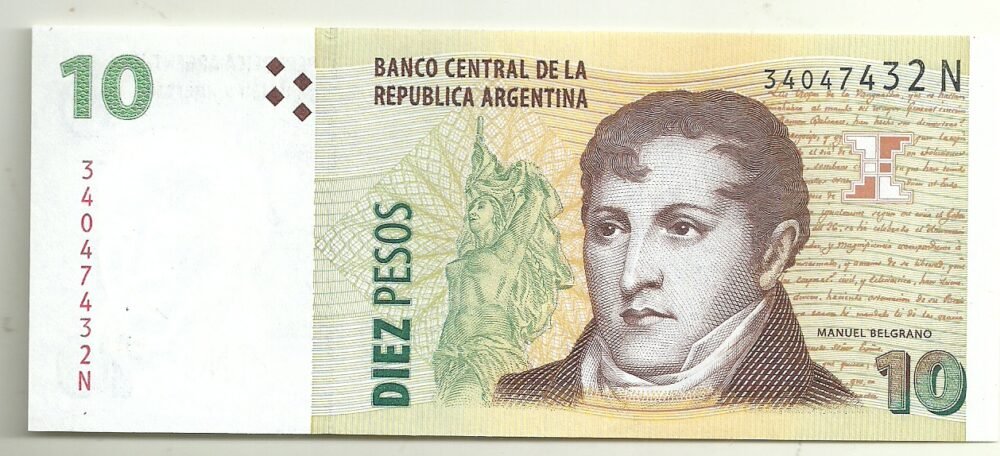 ARGENTINA 10 PESOS BOT 3439 UNC