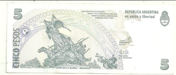 ARGENTINA 5 PESOS BOT 3334 XF - Imagen 2