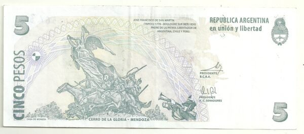 ARGENTINA 5 PESOS BOT 3333 XF - Imagen 2