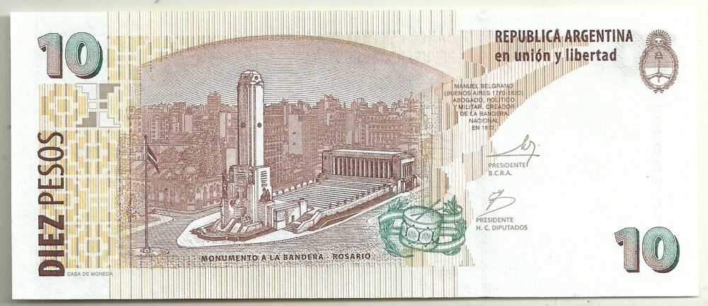 ARGENTINA 10 PESOS BOT 3439 UNC - Imagen 2