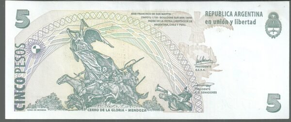 ARGENTINA 5 PESOS BOT 3323 XF - Imagen 2