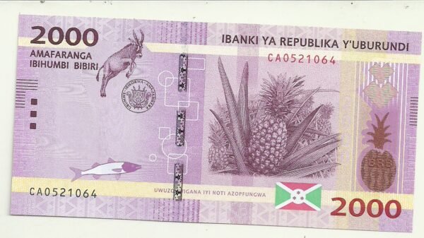 BURUNDI 2000 FRANCS 2015 UNC P 52