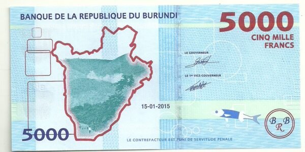 BURUNDI 5000 FRANCS 2015 UNC P 53 - Image 2