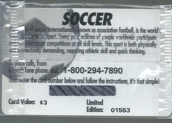 TARJETA DE TELECOM SOCCER FUTBOL USA - Imagen 2