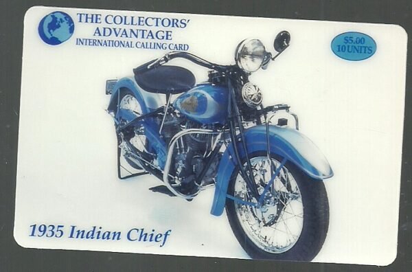 $5. (10u) Indian Motorcycle: 1935 INDIAN CHIEF (Tipo 1) Tarjeta de teléfono usada