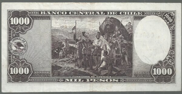 CHILE 1000 PESOS ND 1947-59 P 116 SERIE B2 XF - Image 2