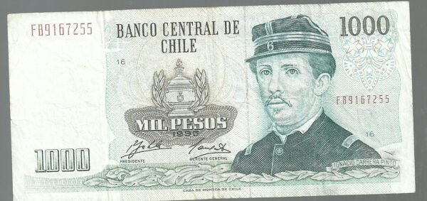 CHILE 1000 PESOS 1996 P 154f serie FB BLOCK 16 VF-