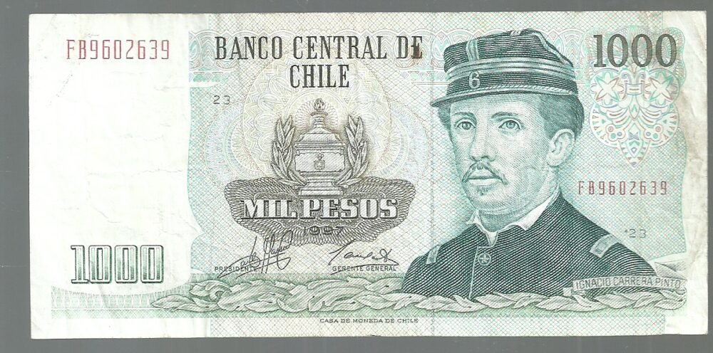 CHILE 1000 PESOS 1997 P 154f serie FB BLOCK 23 VF