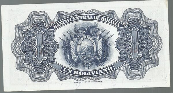 BOLIVIA 1 BOLIVIANO 1928 SERIE Q11 PICK 128a UNC - Imagen 2