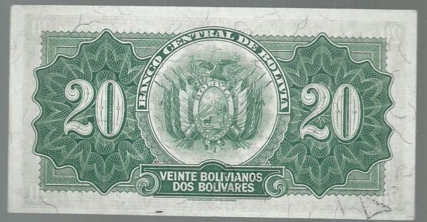 BOLIVIA 20 BOLIVIANO 1931 SERIE C4 PICK 131 XF++ - Imagen 2