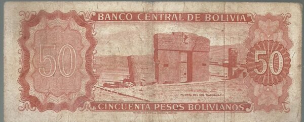 BOLIVIA 50 BOLIVIANO 1962 SERIE D PICK 162a VF - Image 2