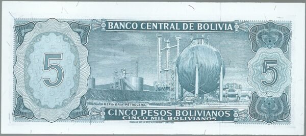 BOLIVIA 5 BOLIVIANO 1962 SERIE V PICK 153 UNC - Image 2