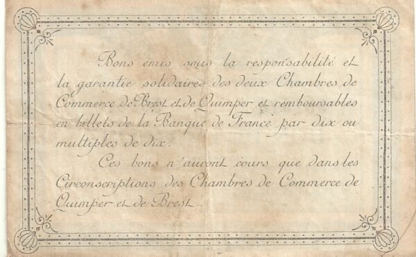 FRANCIA 1 FRANC CÁMARA DE COMERCIO DE QUIMPER Y BREST 1915 - Image 2