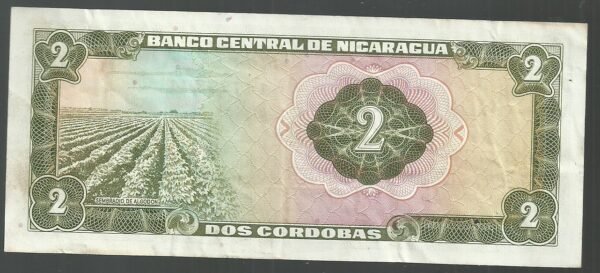 NICARAGUA 2 CORDOBAS 1972 PICK 121c VF + - Image 2