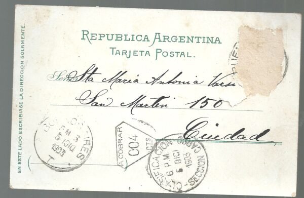 POSTAL VISTAS DE  BUENOS AIRES 1903 - Image 2