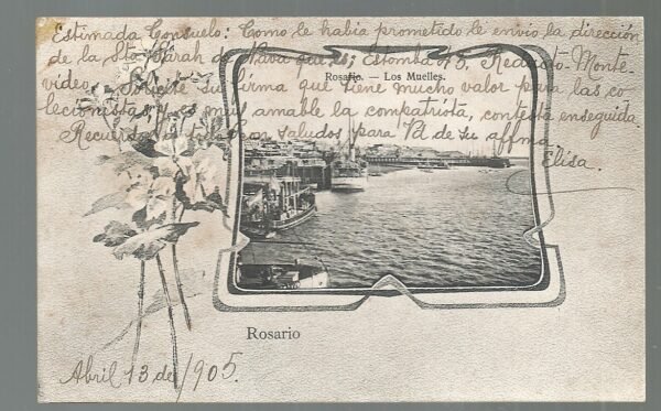 POSTAL ROSARIO LOS MUELLES 1905