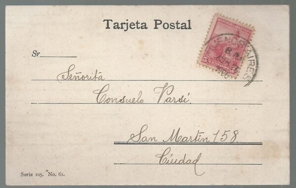 POSTAL ROSARIO LOS MUELLES 1905 - Image 2