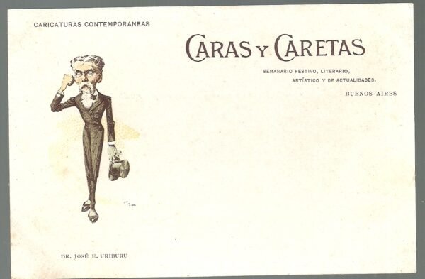 POSTAL CARAS Y CARETAS DR JOSE E. URIBURU 1905 PUBLICIDAD CASA ESCASANY