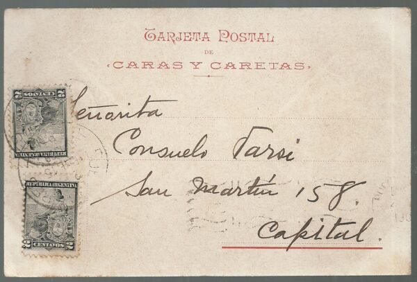 POSTAL CARAS Y CARETAS DR FRANCISCO BEAZLEY 1906 - Imagen 2