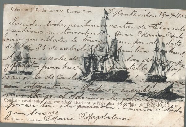 POSTAL COMBATE NAVAL ENTRE ESCUADR BRASILERA Y ARGENTINA 1830
