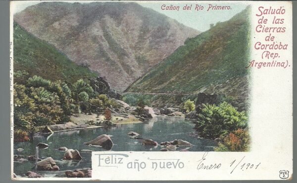 POSTAL CAÑON DEL RIO 1° SIERRAS DE CORDOBA 1901