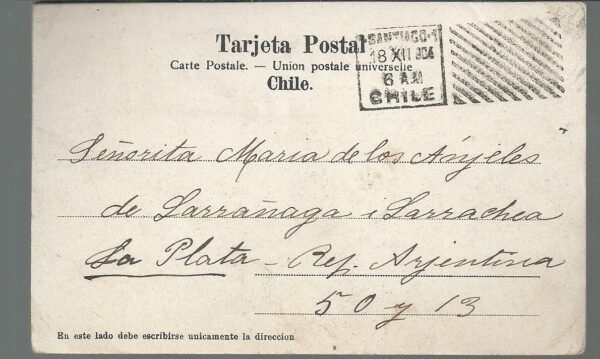 POSTAL CHILE CUARTEL GENERAL DE BOMBEROS VALPARAISO SANTIAGO CONCEPCION 1904 - Imagen 2