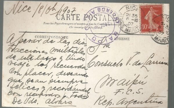 POSTAL MONTECARLO CASINO 1907 - Imagen 2