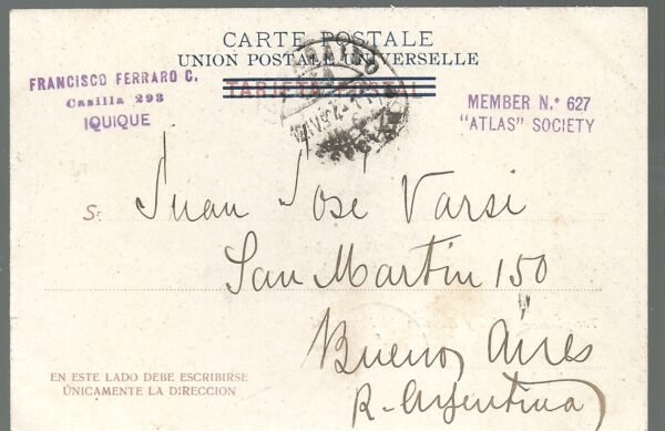 POSTAL CHILE TOCONILLO BAHIA Y ESTACION DE FERROCARRIL 1904 - Imagen 2