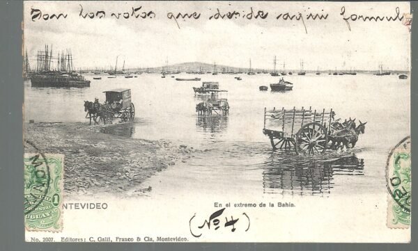 POSTAL MONTEVIDEO EN EL EXTREMO DE LA BAHIA 1904