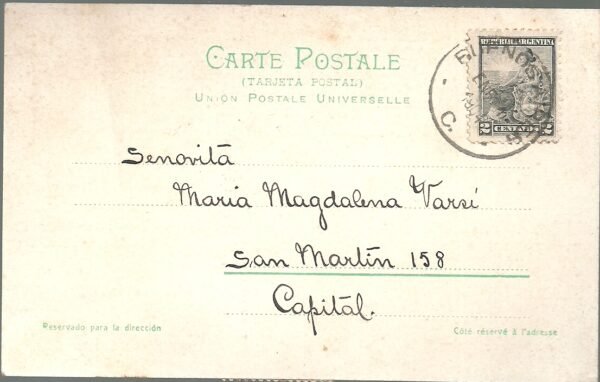 POSTAL ARGENTINA PEON DE CAMPO CON SU CHINA 1904 - Imagen 2