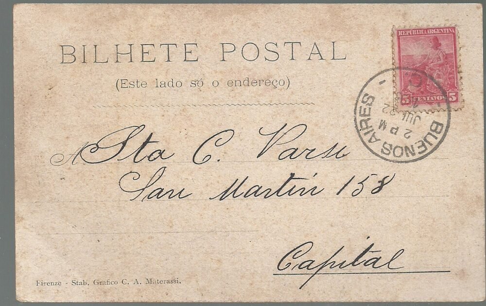 POSTAL BRASIL MANAOS JARDIN DE MATRIZ 1893 - Imagen 2