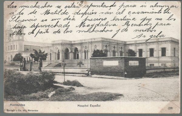 POSTAL MONTEVIDEO HOSPITAL ESPAÑOL 1905