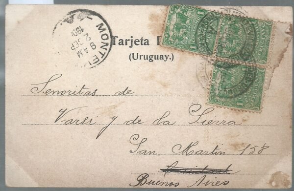 POSTAL MONTEVIDEO HOSPITAL ESPAÑOL 1905 - Imagen 2