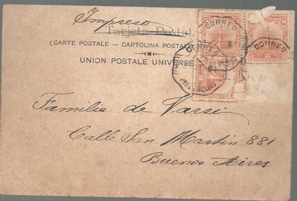 POSTAL MONTEVIDEO FUENTE DE LA PLAZA CONSTITUCION 1902 - Imagen 2