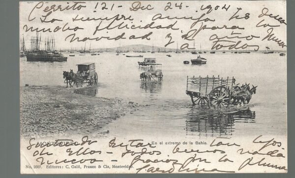 POSTAL MONTEVIDEO EN EL EXTREMO DE LA BAHIA 1904