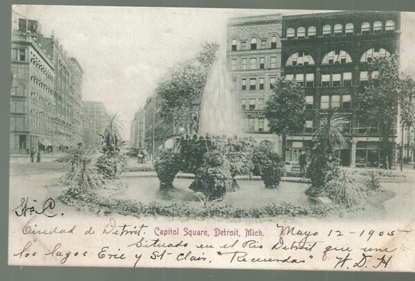 POSTAL USA CAPITOL SQUARE DETROIT MICH 1905