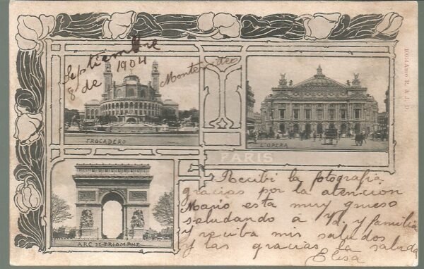 POSTAL DE VISTAS DE PARIS 1904