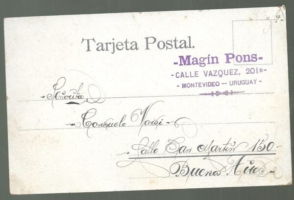 POSTAL MONTEVIDEO LA BAHIA ADUANA E UNIVERSIDAD 1905 - Imagen 2