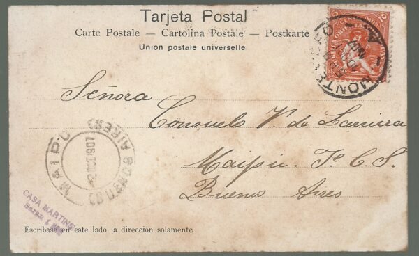 POSTAL MONTEVIDEO PASEO DEL PRADO 1907 - Imagen 2