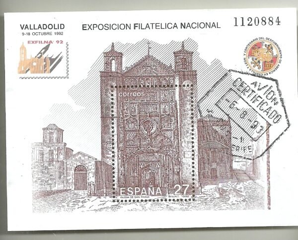 SELLOS ESPAÑA BLOCK VALLADOLID EXFILNA 92