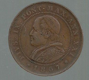 ITALIA VATICANO 2 SOLDI 1867R - Imagen 2