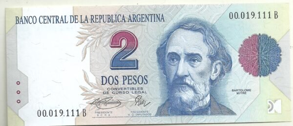 ARGENTINA 2 PESO CONVERTIBLE BOT 3016 UNC