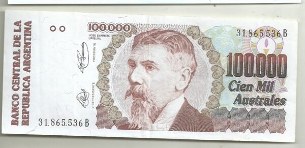 ARGENTINA 100000 AUSTRALES  BOT 2895 VF+