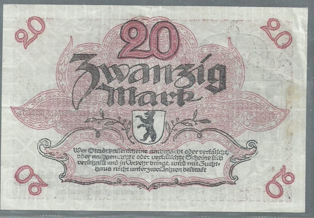 ALEMANIA GROSSNOTGELD 1918-21 BERLIN 20 MARK - Imagen 2