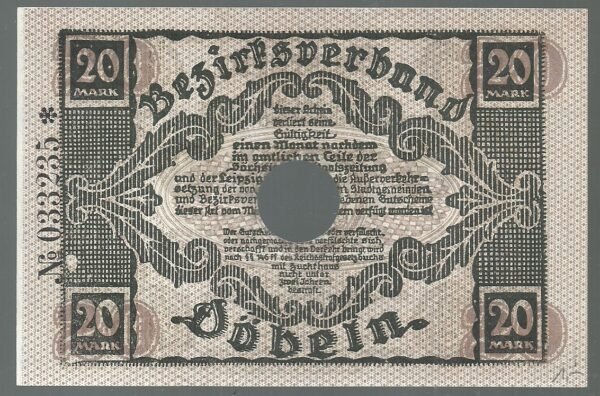 ALEMANIA 20 MARK GROSSNOTGEL DOBELN 1918 - Imagen 2